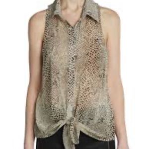 Rory Beca Betty Python Silk Tie Front Top